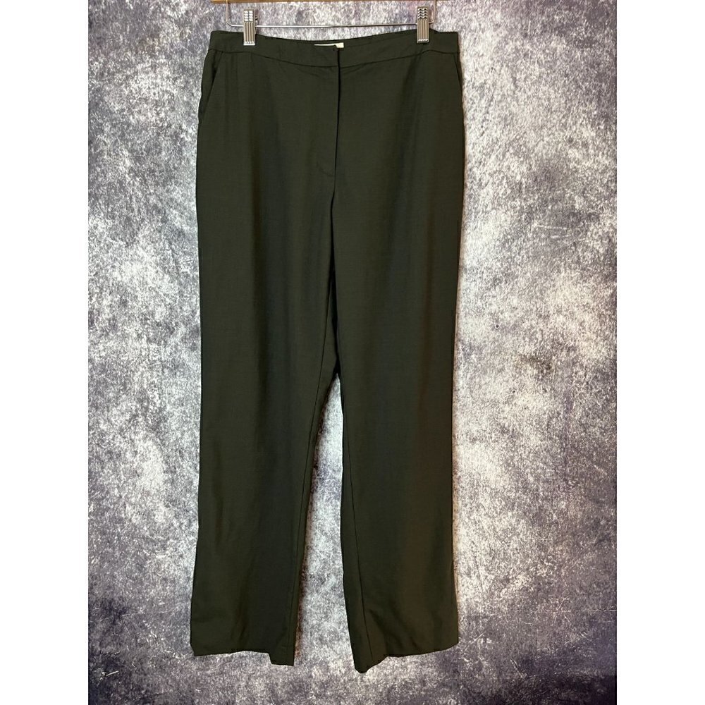 Brooks Pants Womens Brown Gray Stretch Straight Wool Office old money luxury